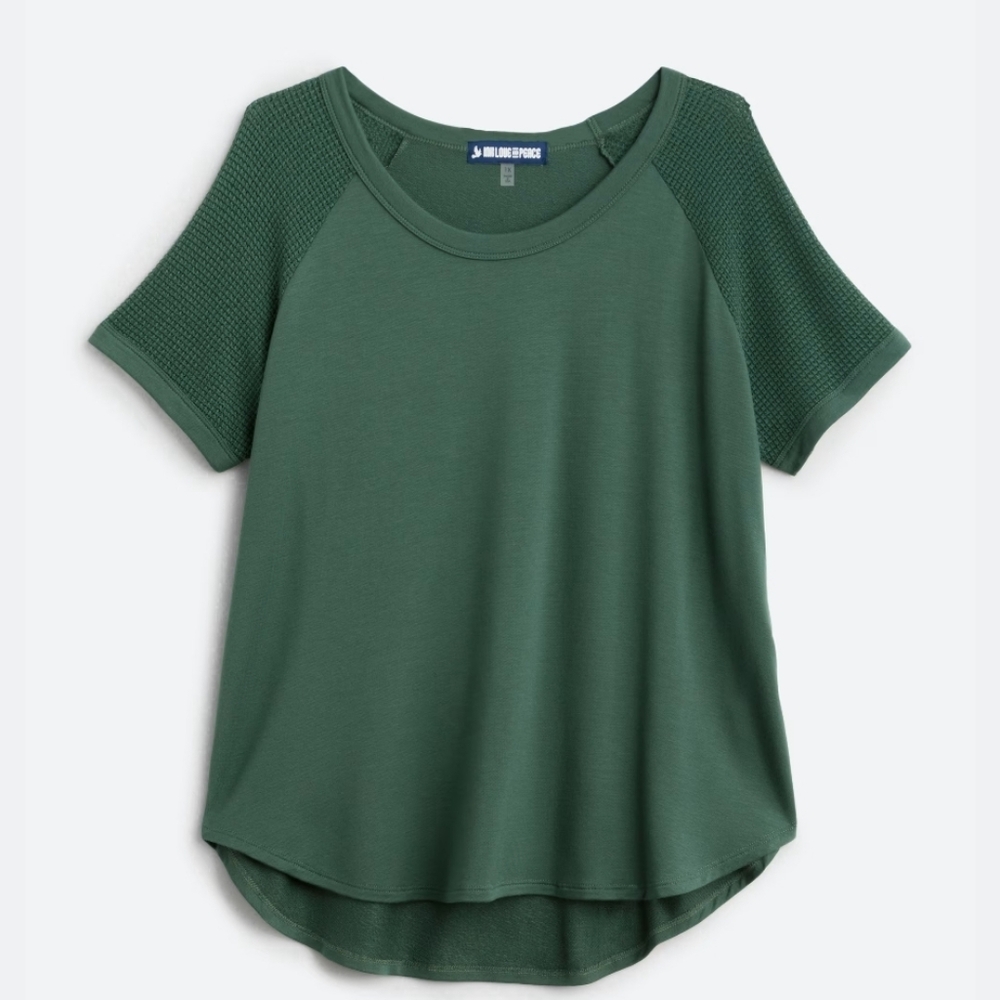 Shelby Textured Sleeve Knit Scoop Neck Top - Forest Green From Stitch Fix